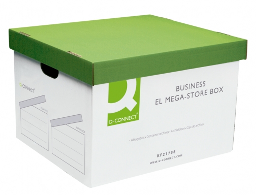 Cajon Q-connect carton para 4 cajas archivo definitivo folio montaje automatico medidas KF21738 , blanco verde, imagen 2 mini