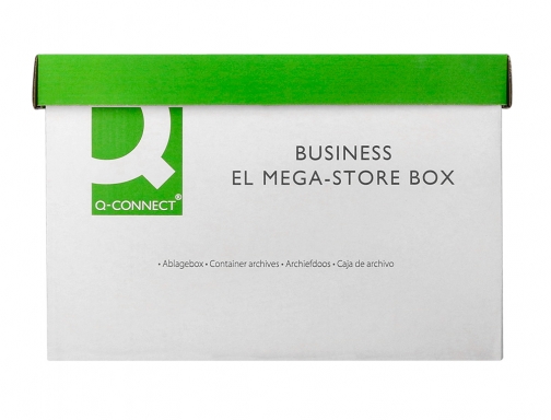 Cajon Q-connect carton para 4 cajas archivo definitivo folio montaje automatico medidas KF21738 , blanco verde, imagen 3 mini