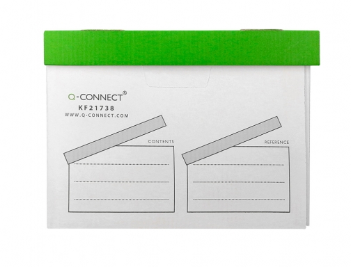 Cajon Q-connect carton para 4 cajas archivo definitivo folio montaje automatico medidas KF21738 , blanco verde, imagen 4 mini