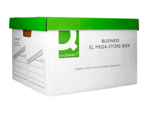 Cajon Q-connect carton para 4 cajas archivo definitivo folio montaje automatico medidas KF21738 , blanco verde, imagen 5 mini