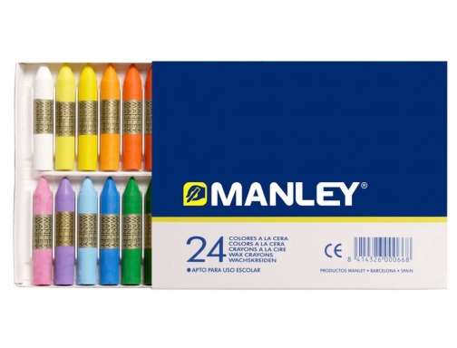 Lapices cera Manley caja de 24 colores surtidos MNC00066, imagen 3 mini