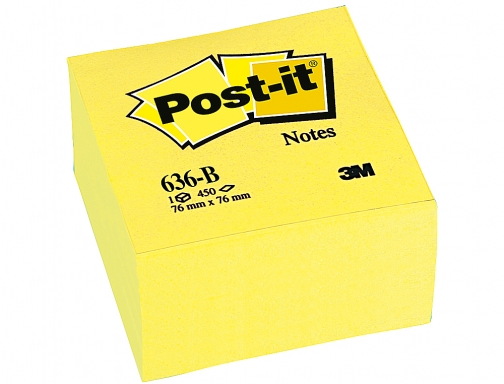 Bloc de notas adhesivas quita y pon Post-it 76x76x45 mm cubo color FT510018763 (636-B) , amarillo, imagen 2 mini