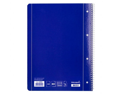 Cuaderno espiral Liderpapel A4 micro serie azul tapa blanda 80h 80 gr 29110, imagen 4 mini
