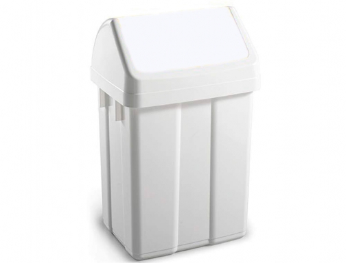 Papelera contenedor Tts plastico con tapadera max 12 litros blanca 400x230x200 mm 24662 , blanco, imagen 2 mini