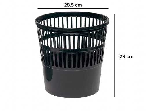 Papelera plastico Q-connect 15 litros rejilla color negro 285x290 mm KF15149, imagen 2 mini