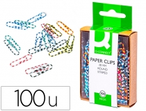 Clips colores rayados Q-connect 28 mm