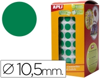 Gomets autoadhesivos circulares 10,5mm verde rollo