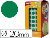 Gomets autoadhesivos circulares 20mm verde rollo
