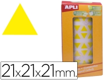 Gomets autoadhesivos triangulares 21x21x21mm amarillo rollo