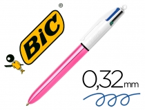 Boligrafo Bic cuatro colores shine rosa
