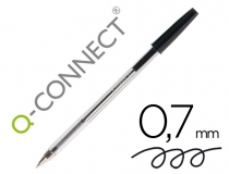 Boligrafo transparente Q-connect negro, Q-CONNECT