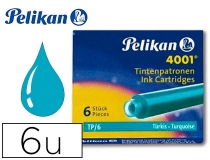 Tinta estilografica Pelikan tp6 turquesa caja