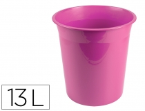 Papelera plastico Liderpapel rosa opaco 13  PJ05