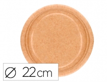 Plato carton biodegradable marron 22 cm