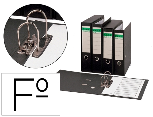 Comprar Archivador de palanca Elba carton rigido con rado folio lomo de 80 100580140 , negro