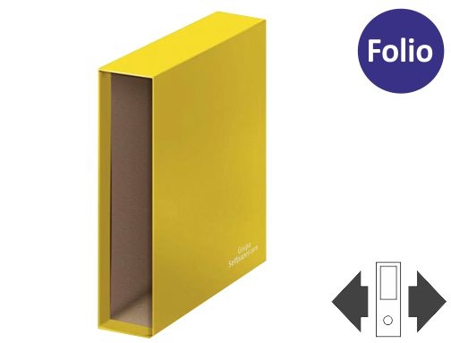 Caja archivador Liderpapel de palanca carton folio documenta lomo 75mm  color amarillo 72771