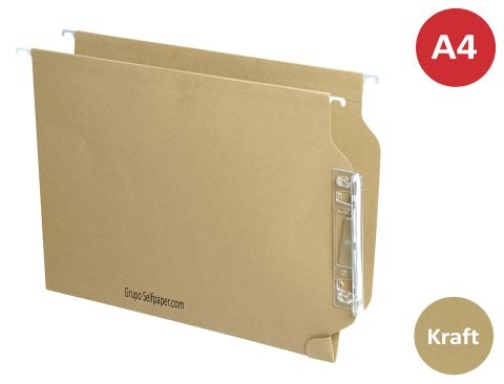 Carpeta colgante Din A4, visor lateral, para armario, kraft económica