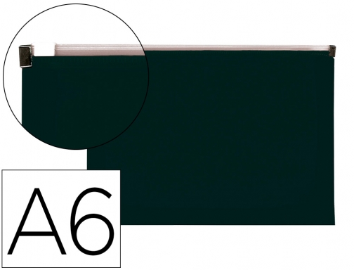 Carpeta dossier Liderpapel A6 cierre de cremallera negro opaco 160054, imagen mini