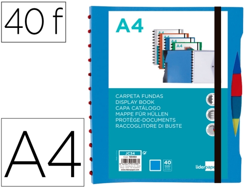 Comprar Carpeta Liderpapel A4 con 40 fundas intercambiables 5 sep sobre y gomilla 159483