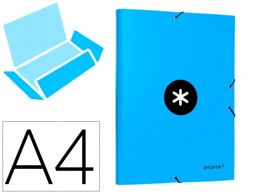 Carpeta liderpapel Antartik gomas A4 3 solapas carton forrado color azul AW12, imagen mini