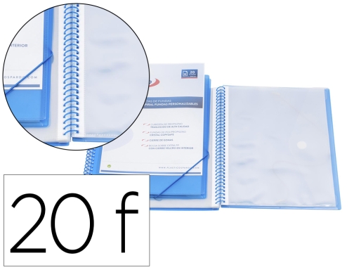 Comprar Carpeta Pardo escaparate con espiral 20 fundas polipropileno con gomas que se 842003 , azul