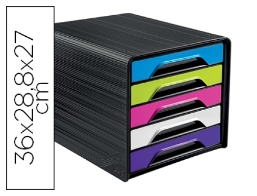 Comprar Fichero cajones de sobremesa Cep 5 cajones negro multicolor flashy 360x288x270 mm 1071110381