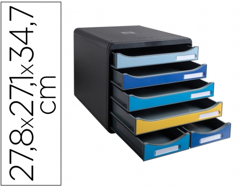Comprar Fichero cajones sobremesa Exacompta big box maxi bee blue 6 cajones colores 3124202D , surtidos