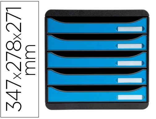 Comprar Fichero cajones sobremesa Exacompta bigbox clean safe 5 cajones azul 3097100D