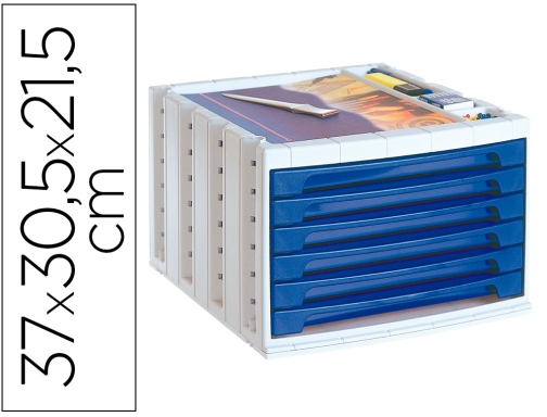 Comprar Fichero cajones de sobremesa Archivo 2000 305x370x215 mm bandeja organizadora superior 5 43588 , azul