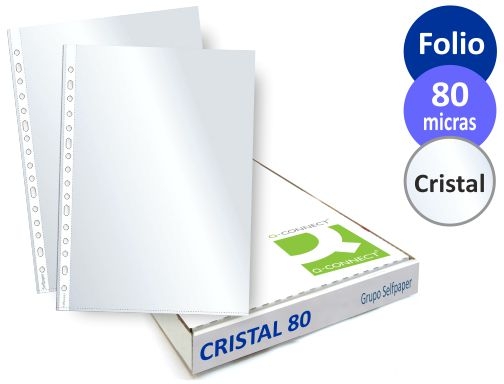 Funda Multitaladro Q-Connect DIN A4 50 MC Cristal Caja 100 (63398)