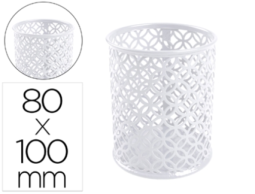 Comprar Cubilete portalapices Qconnect blanco metal redondo diametro 80 mm alto 100 mm KF11222