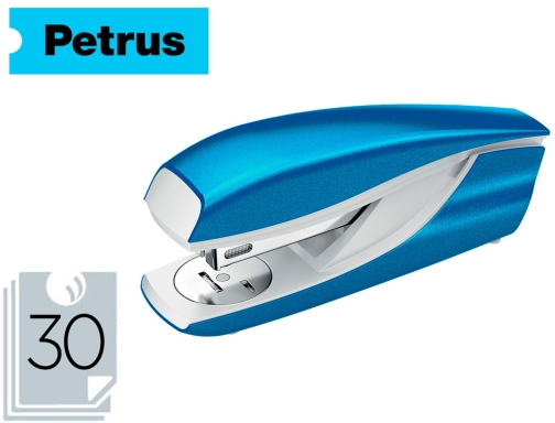 Oficinayempresa.com  GRAPADORA PETRUS 226 CLASSIC WOW AZUL METALIZADO  CAPACIDAD 30 HOJAS EN BLISTER