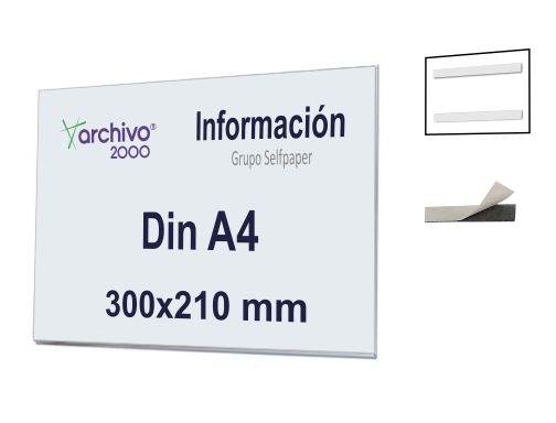Comprar Identificador mural Archivo 2000 portanombre con adhesivo trasero en poliestireno transparente Din 6156A CS TP