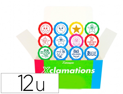Sello X-stamper emoticono utilizacion escolar expositor de 12 unidades surtidas COMXCLAM , surtidos, imagen mini
