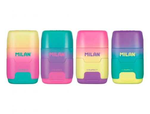 Sacapuntas Milan compact sunset plastico 2 usos con goma de borrar colores 4721116, imagen mini