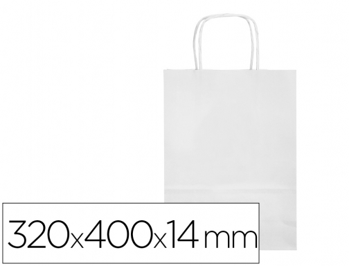 Bolsa papel q-connect celulosa blanco l con asa retorcida 320x400x14 mm Basika KF03758, imagen mini