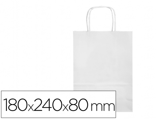 Bolsa papel Q-connect celulosa blanco xs con asa retorcida 180x240x80 mm KF03740, imagen mini