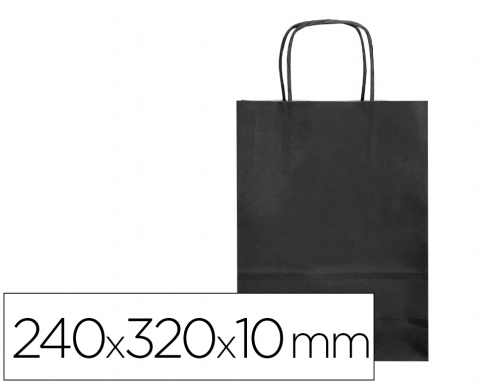 Bolsa papel Q-connect celulosa negro s con asa retorcida 240x320x10 mm KF03747, imagen mini