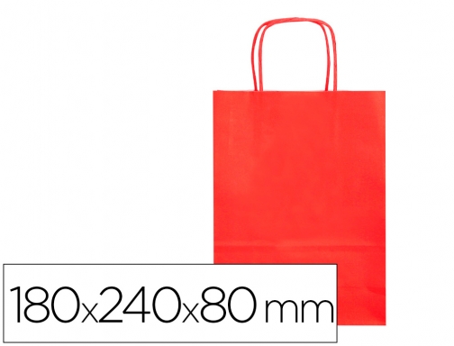 Bolsa papel Q-connect celulosa rojo xs con asa retorcida 180x240x80 mm KF03741, imagen mini