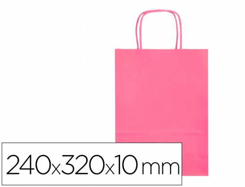 Bolsa papel Q-connect celulosa rosa s con asa retorcida 240x320x10 mm KF03749, imagen mini