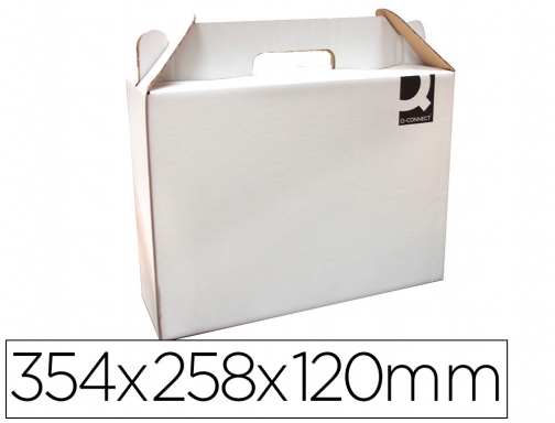 Caja maletin con asa Q-connect carton para envio y transporte 355x120x258 mm KF18477, imagen mini