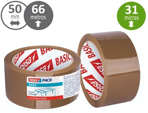 Precinto, cinta adhesiva para embalar Tesa Basic 50 mm x 66 mts 58571, imagen mini