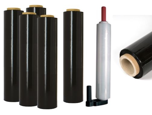 Comprar Film de paletizar, plástico extensible para embalar negro, 50 cms x 145 mts  23micras
