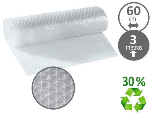 Comprar Plastico burbuja Liderpapel ecouse 0.60x3m 30% de plastico reciclado 166163