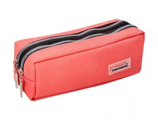 Bolso escolar Liderpapel portatodo rectangular 2 bolsillos coral 185x55x70 mm 06294 , rosa, imagen mini