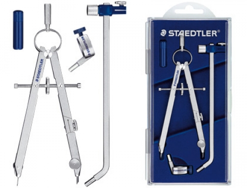 Comprar Compas Staedtler micrometrico con alargadera tubo de minas adaptador universal de rosca 55102