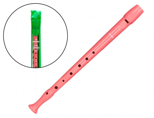 Flauta Hohner 9508 color coral funda verde y transparente B95084CO, imagen mini