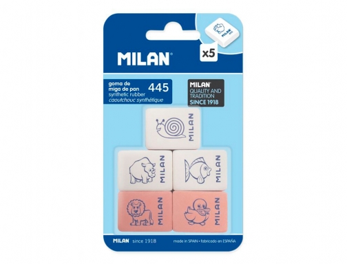Goma de borrar Milan 445 blister de 5 unidades BMM9222, imagen mini