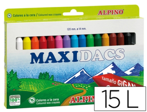 Comprar Lapices cera Alpino maxidacs caja de 15 unidades colores surtidos DX050216