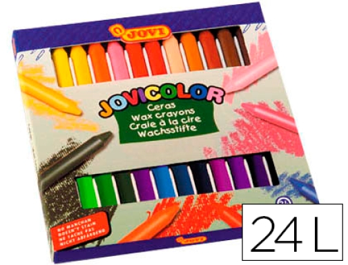 Comprar Lapices cera Jovi color caja de 24 unidades colores surtidos 98024